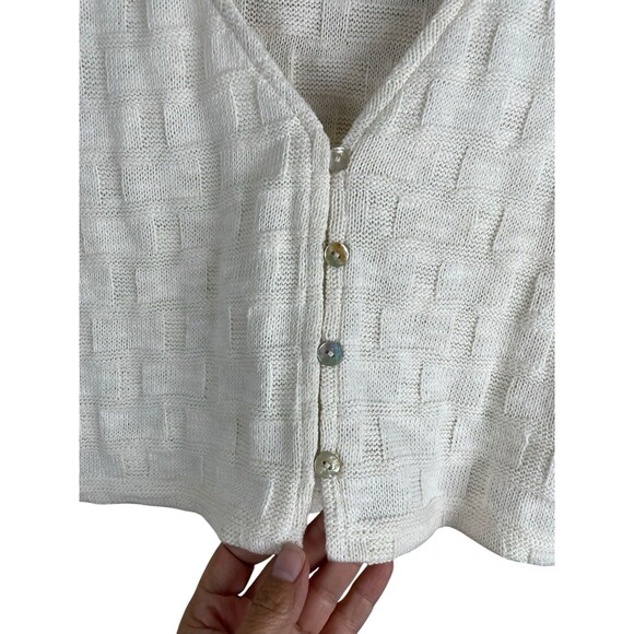 Madewell Top Womens Small Ivory Basketweave-Stitch Vest Textured Knit Cropped - Picture 7 of 12